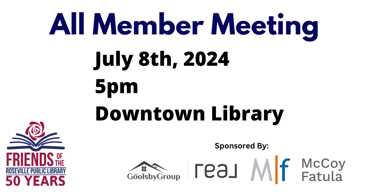All Member Meeting July 8th, 5pm, Downtown Library